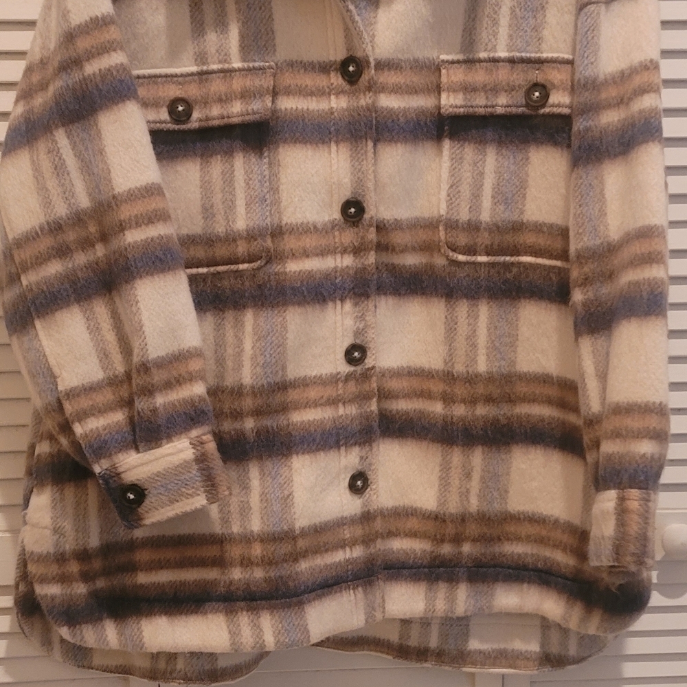 a.n.a Fleece Nuetral Plaid Jacket 2XL - Picture 4 of 6